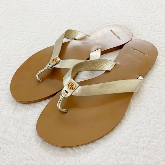 Tory Burch‎ Manon Thong Sandal, Metallic / Gold - Picture 1 of 7